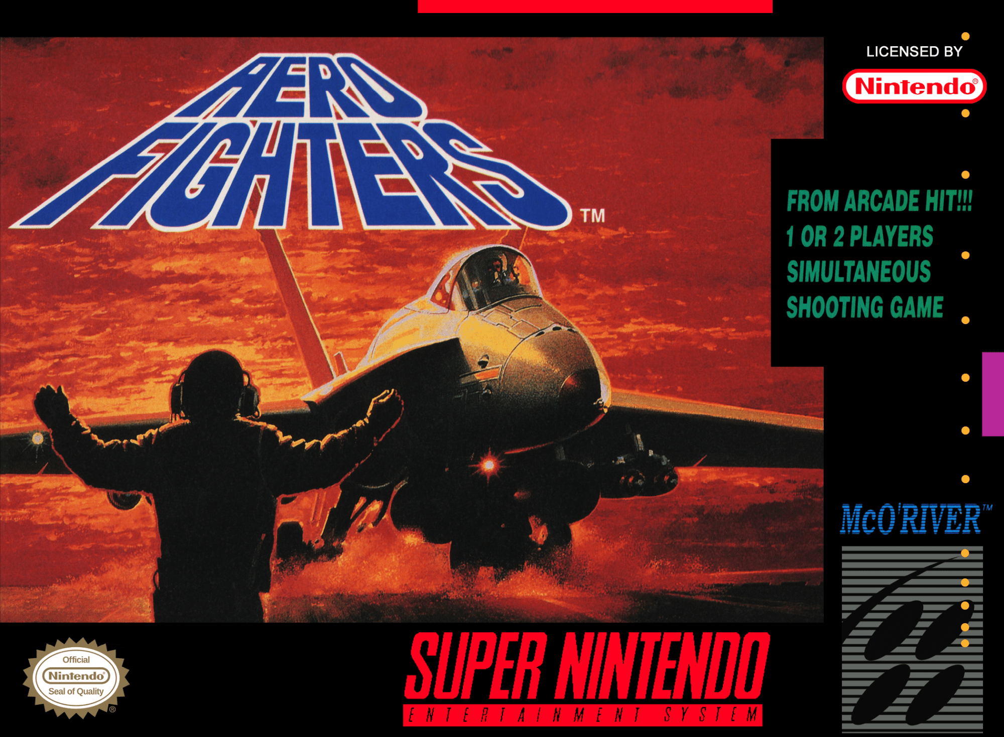 Aero Fighters box art for Super Nintendo